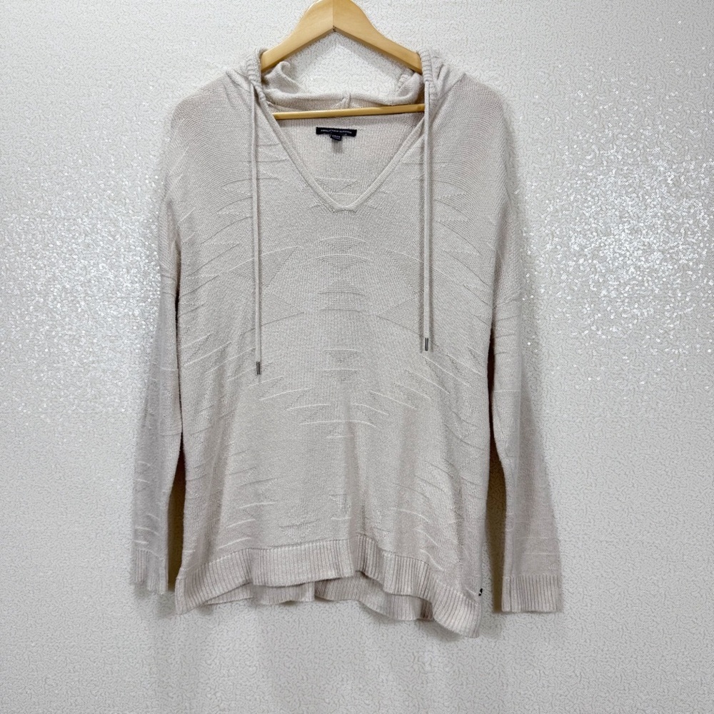 American Eagle Outfitters Beige Knit Hoodie Sweater Women’s Small